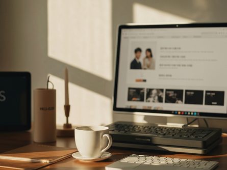 게임 컨트롤러와 스마트폰, 헤드셋이 책상 위에 놓여있는 모습