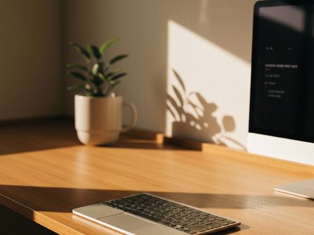 손으로 잡은 스마트폰과 신용카드 클로즈업, 화면에 게임 앱 아이콘 여러 개, 흐릿한 카페 배경