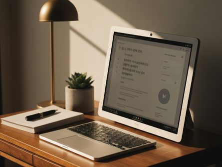 스마트폰 화면 앞에 놓인 신용카드와 동전 클로즈업, 흐릿한 게임 캐릭터 이미지 배경