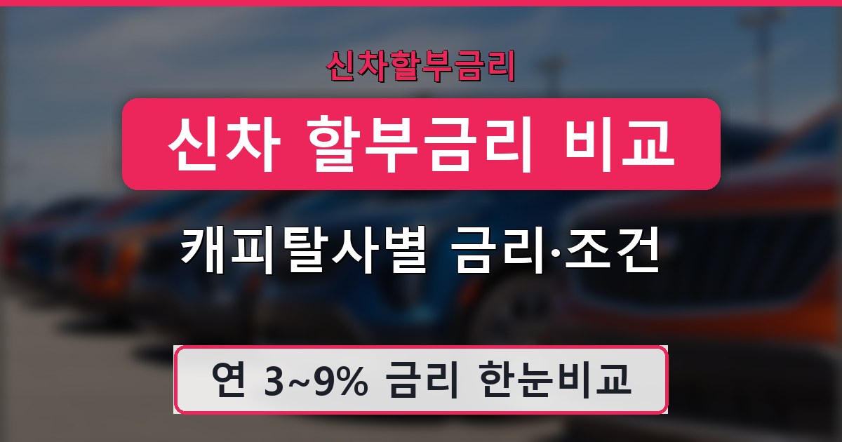 신차 할부금리 비교 - 캐피탈사별 금리·조건 총정리