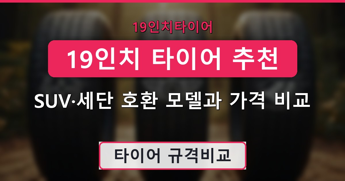 19인치 타이어 추천 - SUV·세단 호환 모델과 가격 비교